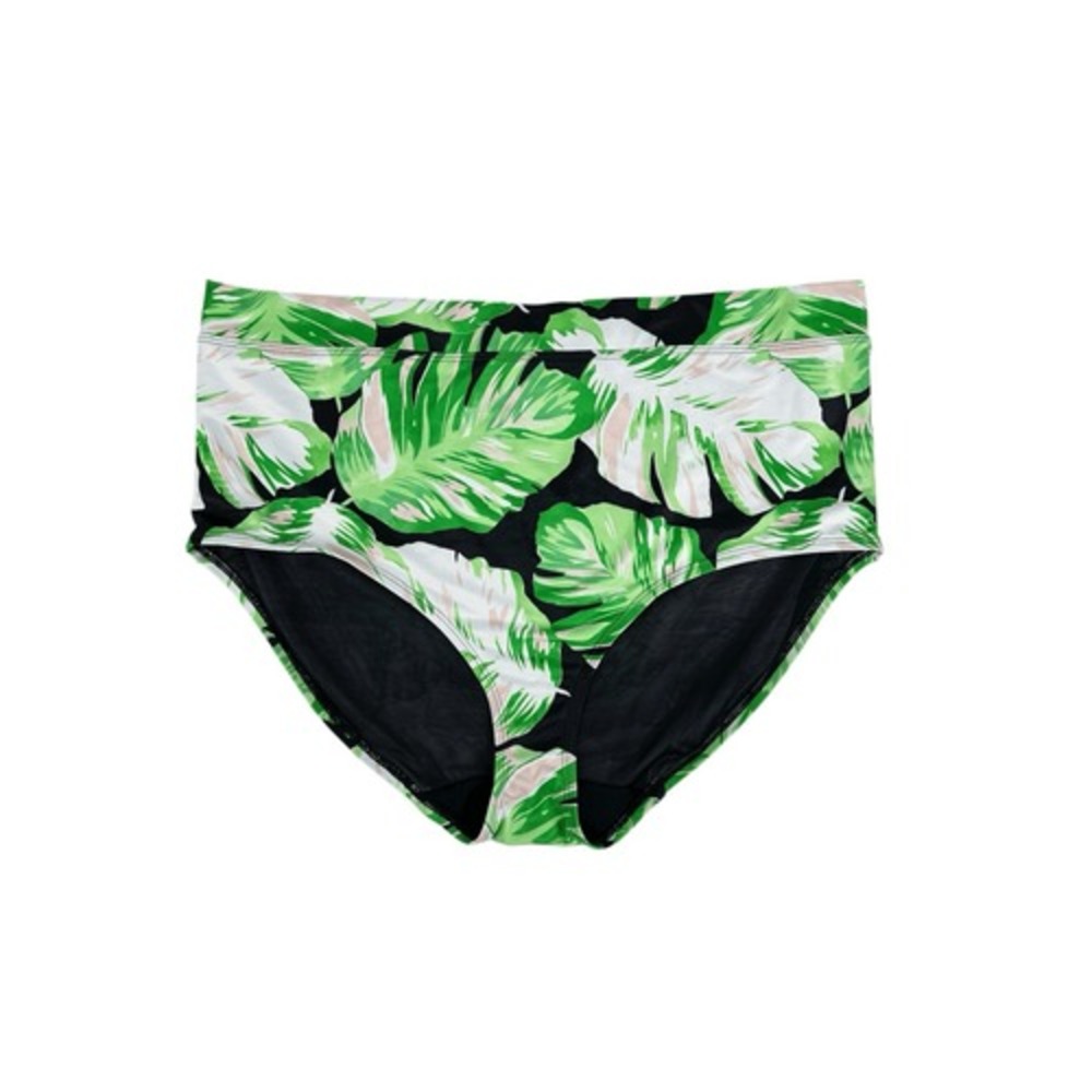 Swim By Cacique Lane Bryant Green Palm Frond Monstera Leaf Bikini Bottom Size 24